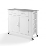 Savannah Stainless Steel Top Full-Size Kitchen Island/Cart White/Stainless Steel