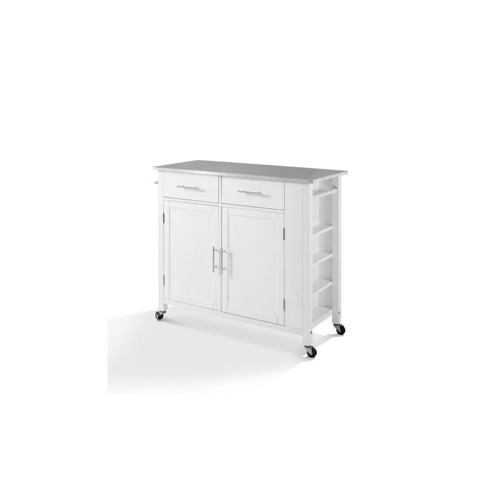 Savannah Stainless Steel Top Full-Size Kitchen Island/Cart White/Stainless Steel