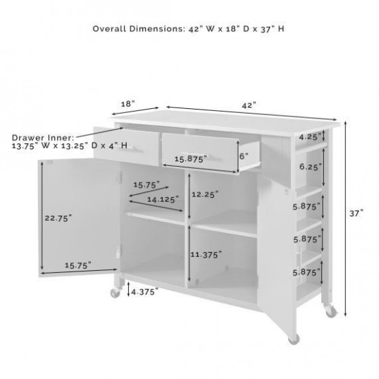 Savannah Stainless Steel Top Full-Size Kitchen Island/Cart White/Stainless Steel