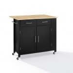 Savannah Wood Top Drop Leaf Kitchen Island/Cart Black