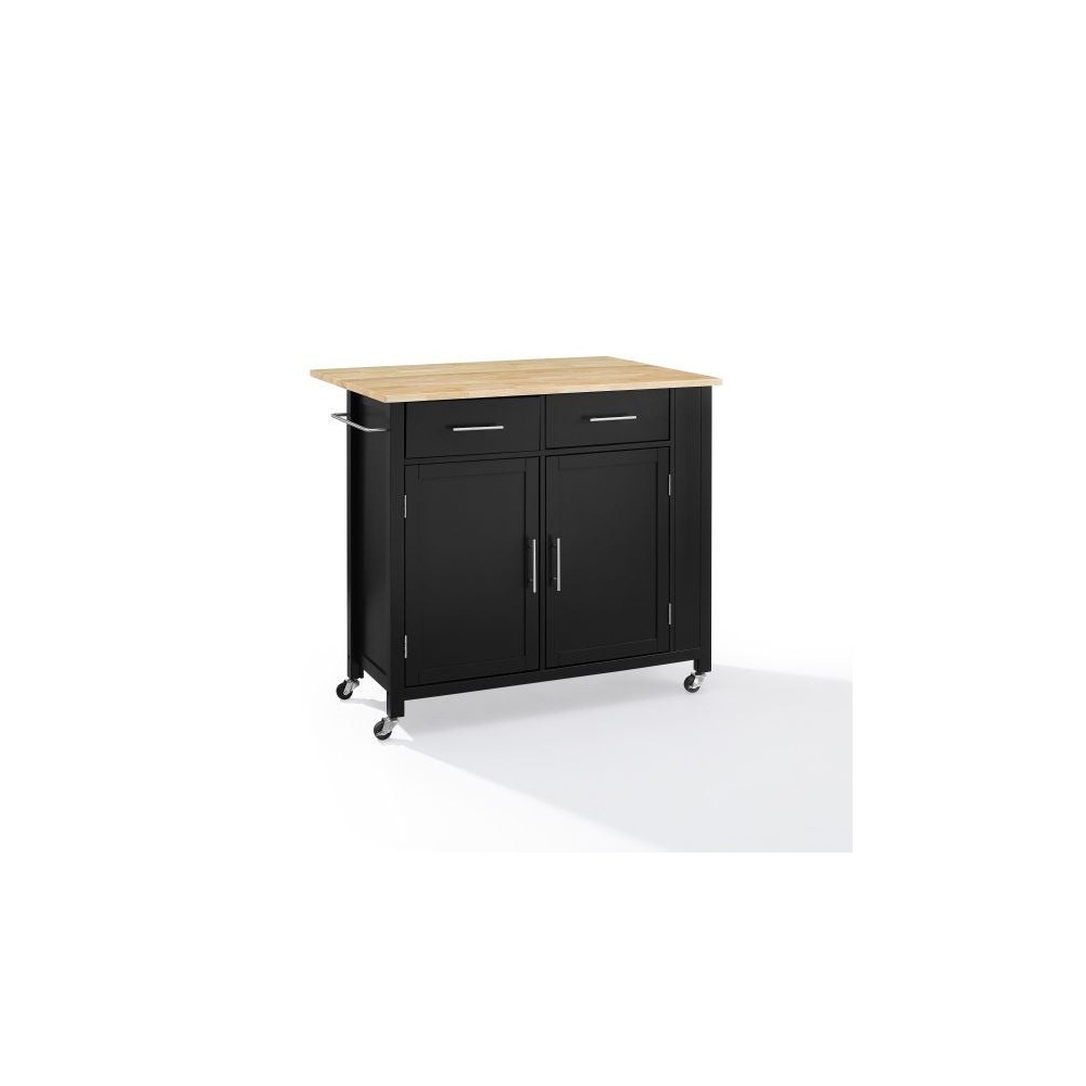 Savannah Wood Top Drop Leaf Kitchen Island/Cart Black