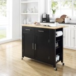 Savannah Wood Top Drop Leaf Kitchen Island/Cart Black