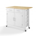 Savannah Wood Top Drop Leaf Kitchen Island/Cart White/Natural