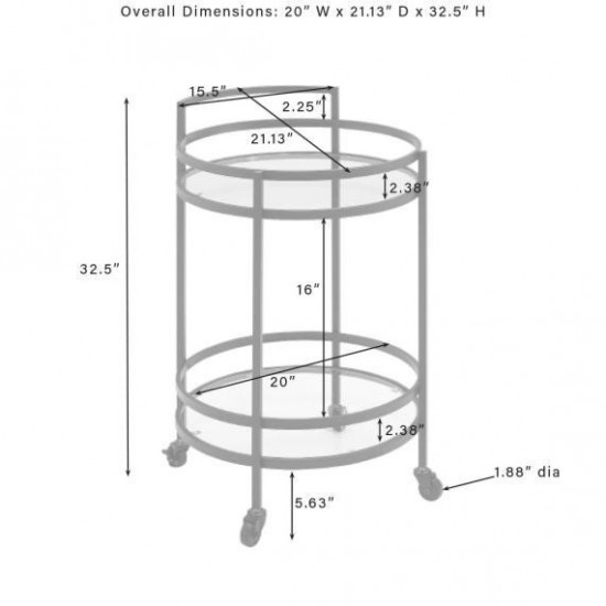 Bailey Round Bar Cart Matte Black