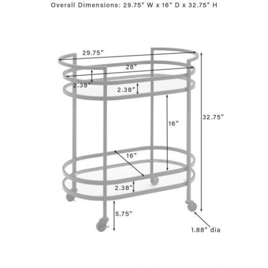 Bailey Bar Cart Gold