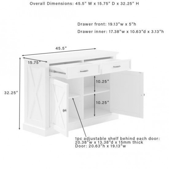 Clifton Sideboard Distressed White