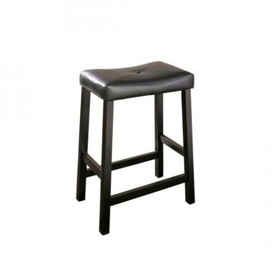 Upholstered Saddle Seat 2Pc Counter Stool Set Black/Black - 2 Stools