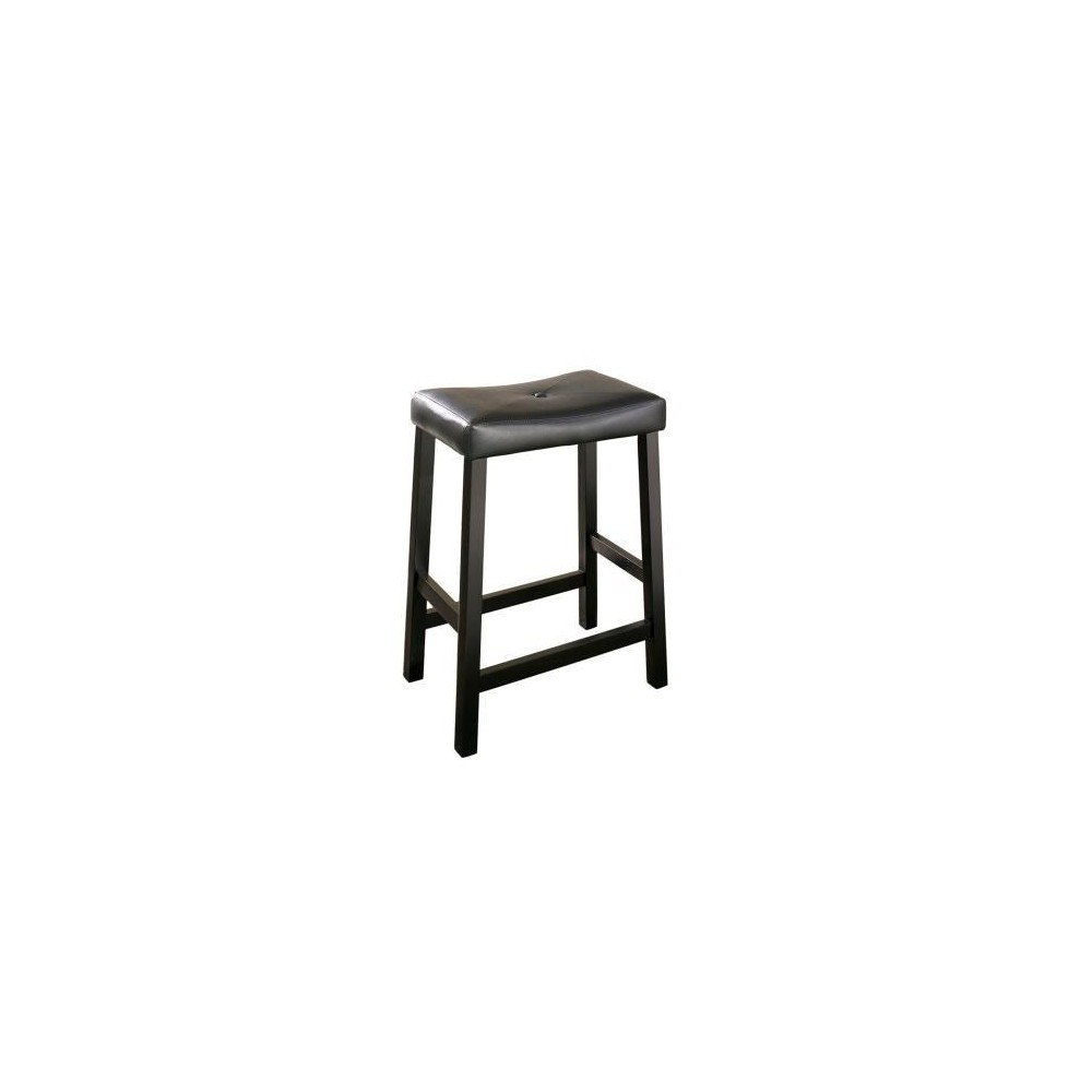 Upholstered Saddle Seat 2Pc Counter Stool Set Black/Black - 2 Stools