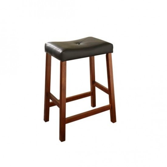 Upholstered Saddle Seat 2Pc Counter Stool Set Cherry/Black - 2 Stools