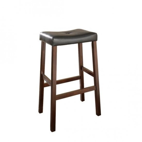 Upholstered Saddle Seat 2Pc Bar Stool Set Mahogany/Black - 2 Stools