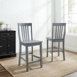 School House 2Pc Counter Stool Set Gray - 2 Stools