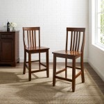 School House 2Pc Counter Stool Set Mahogany - 2 Stools