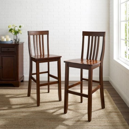 School House 2Pc Bar Stool Set Mahogany - 2 Stools