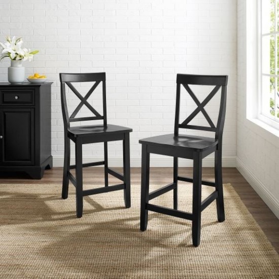 X-Back 2Pc Counter Stool Set Black - 2 Stools