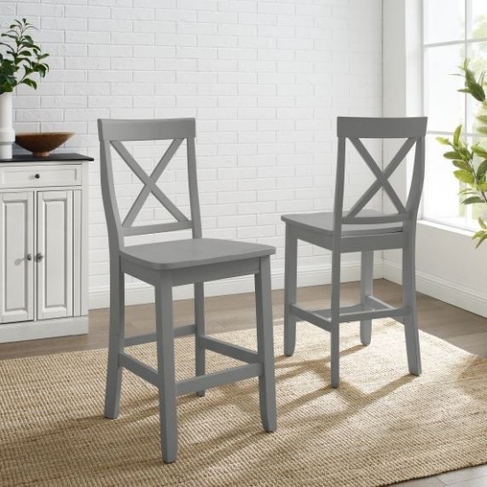 X-Back 2Pc Counter Stool Set Gray - 2 Stools