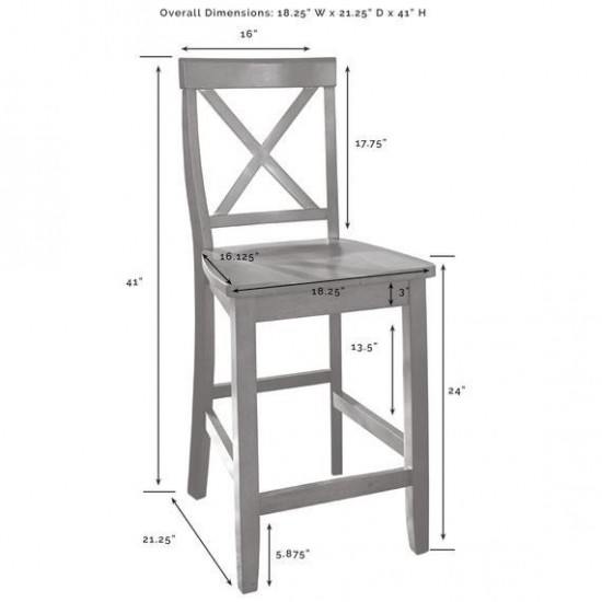 X-Back 2Pc Counter Stool Set Gray - 2 Stools