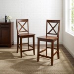 X-Back 2Pc Counter Stool Set Mahogany - 2 Stools