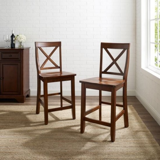 X-Back 2Pc Counter Stool Set Mahogany - 2 Stools