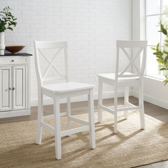 X-Back 2Pc Counter Stool Set White - 2 Stools