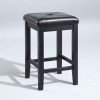 Upholstered Square Seat 2Pc Counter Stool Set Black/Black - 2 Stools