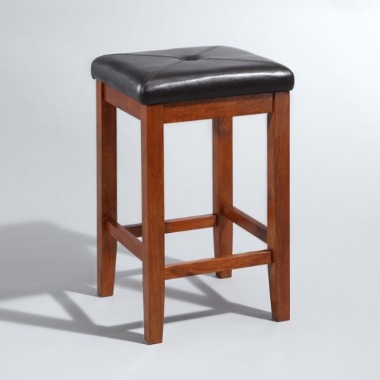 Upholstered Square Seat 2Pc Counter Stool Set Cherry/Black - 2 Stools