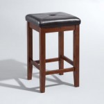 Upholstered Square Seat 2Pc Counter Stool Set Mahogany/Black - 2 Stools