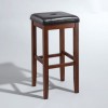 Upholstered Square Seat 2Pc Bar Stool Set Mahogany/Black - 2 Stools