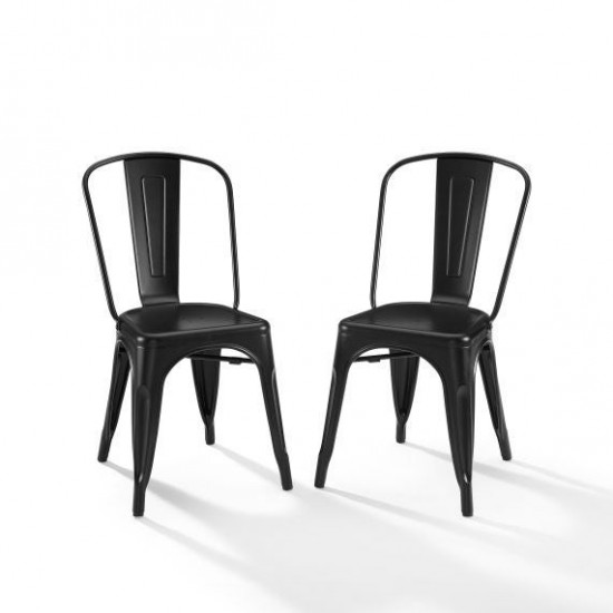 Amelia 2Pc Metal Chair Set Matte Black - 2 Chairs