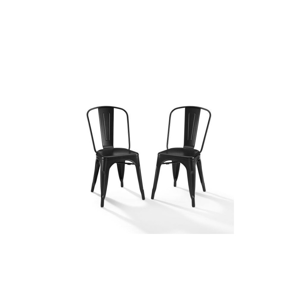 Amelia 2Pc Metal Chair Set Matte Black - 2 Chairs