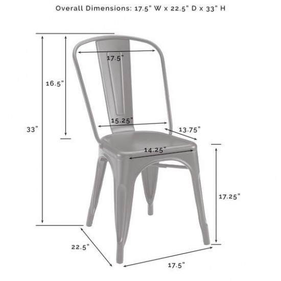 Amelia 2Pc Metal Chair Set Matte Black - 2 Chairs