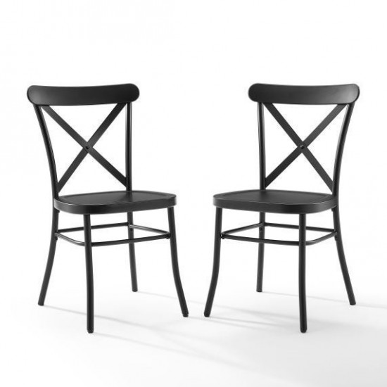 Camille 2Pc Metal Chair Set Matte Black - 2 Chairs