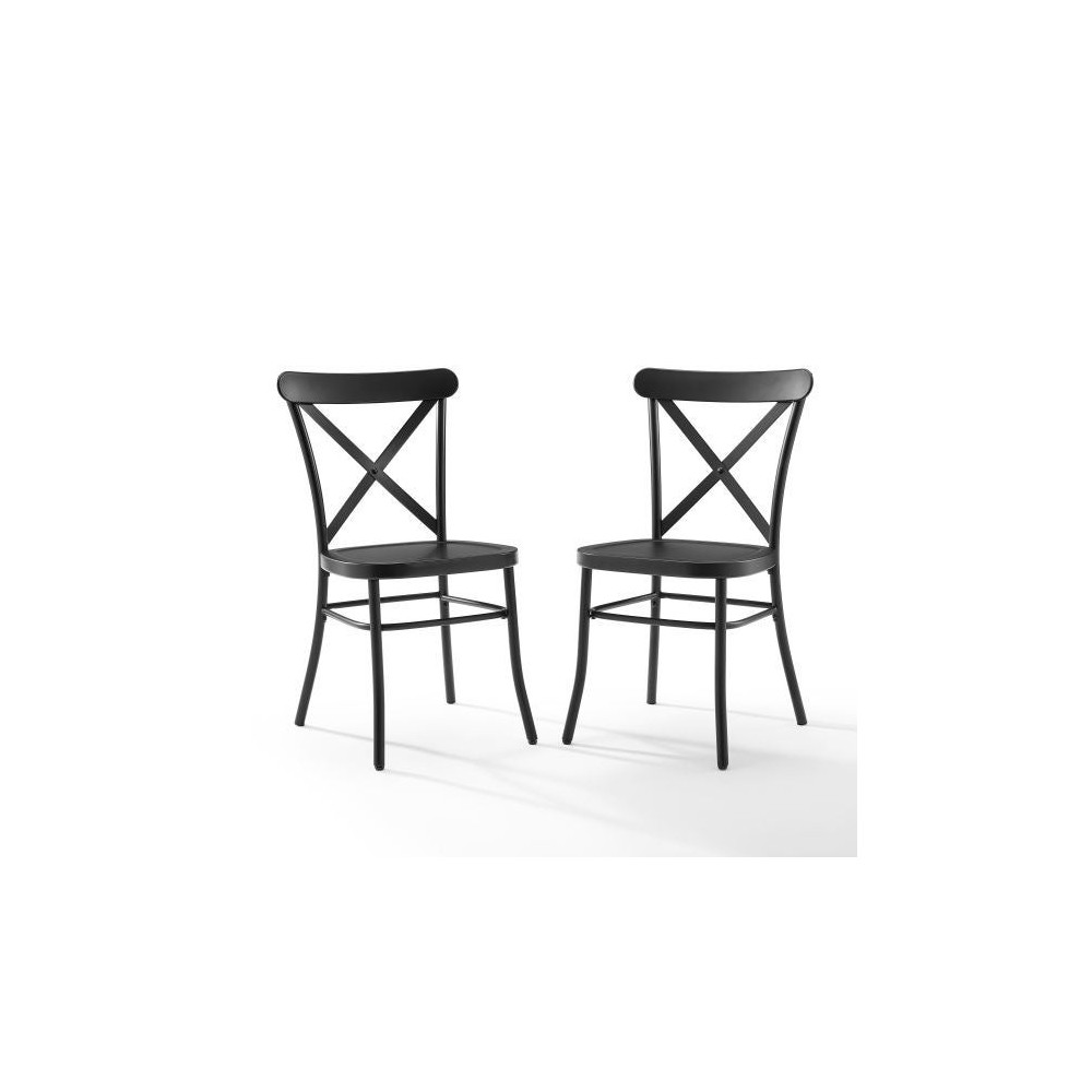 Camille 2Pc Metal Chair Set Matte Black - 2 Chairs