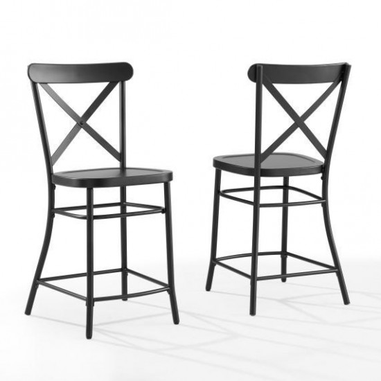 Camille 2Pc Counter Stool Set Matte Black - 2 Stools