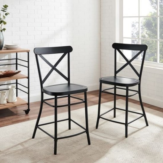 Camille 2Pc Counter Stool Set Matte Black - 2 Stools