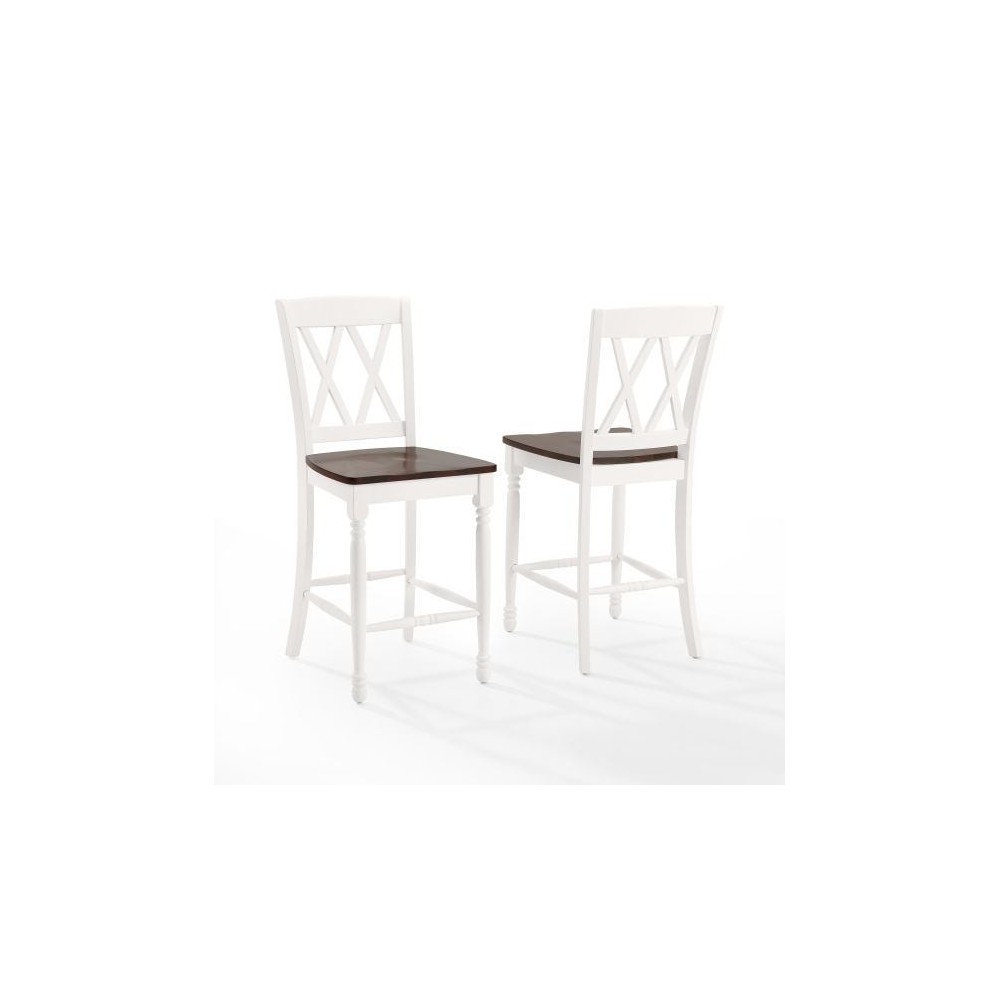 Shelby 2Pc Counter Stool Set Distressed White - 2 Stools Shelby 2Pc Counter Stool Set Distressed White - 2 Stools