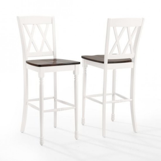 Shelby 2Pc Bar Stool Set Distressed White - 2 Stools