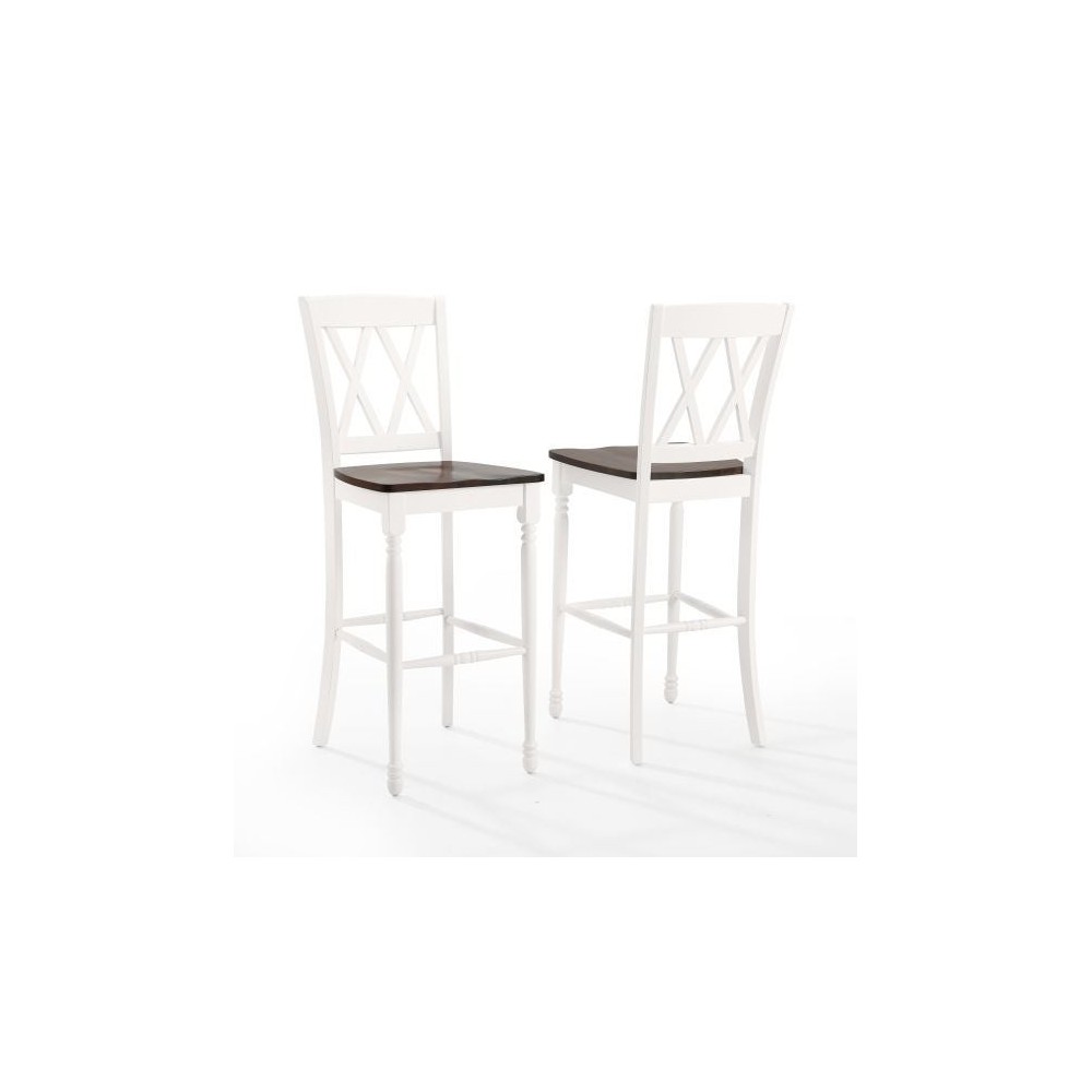 Shelby 2Pc Bar Stool Set Distressed White - 2 Stools