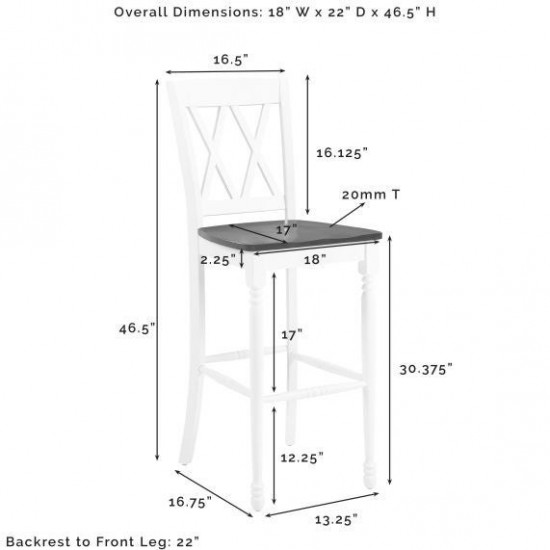 Shelby 2Pc Bar Stool Set Distressed White - 2 Stools