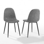 Weston 2Pc Dining Chair Set Distressed Gray/Matte Black - 2 Chairs