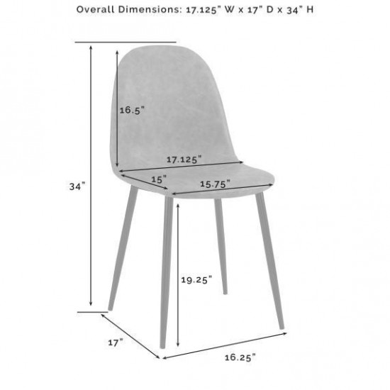 Weston 2Pc Dining Chair Set Distressed Gray/Matte Black - 2 Chairs