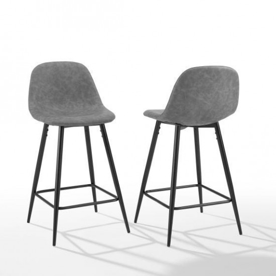 Weston 2Pc Counter Stool Set Distressed Gray/Matte Black - 2 Stools