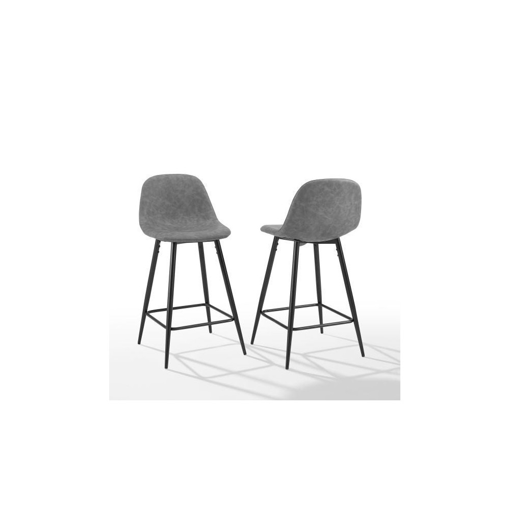 Weston 2Pc Counter Stool Set Distressed Gray/Matte Black - 2 Stools