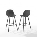 Weston 2Pc Bar Stool Set Distressed Black/Matte Black - 2 Stools