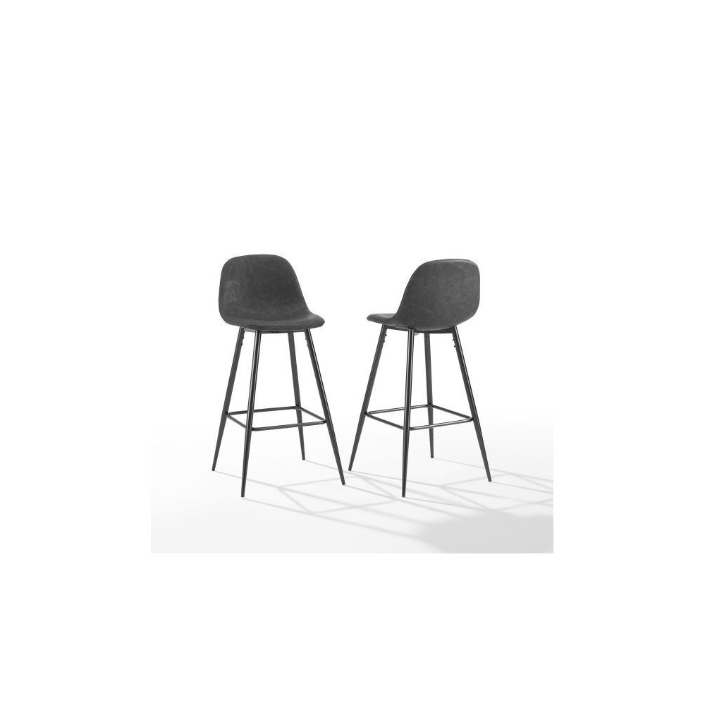 Weston 2Pc Bar Stool Set Distressed Black/Matte Black - 2 Stools