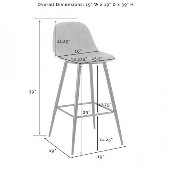 Weston 2Pc Bar Stool Set Distressed Black/Matte Black - 2 Stools