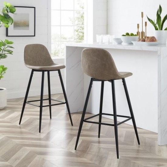 Weston 2Pc Bar Stool Set Distressed Brown/Matte Black - 2 Stools