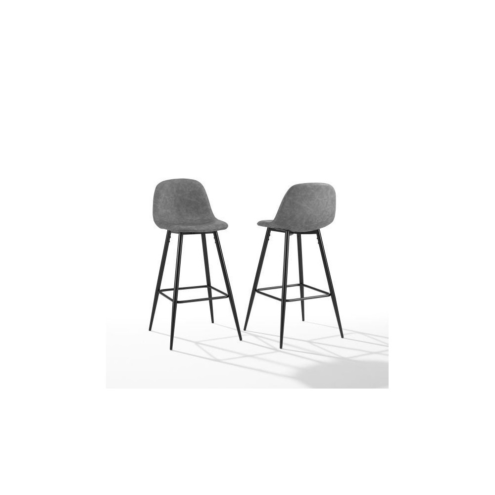 Weston 2Pc Bar Stool Set Distressed Gray/ Matte Black - 2 Stools