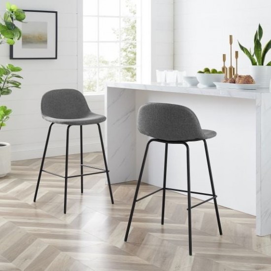 Riley 2Pc Counter Stool Set Gray/ Matte Black - 2 Stools