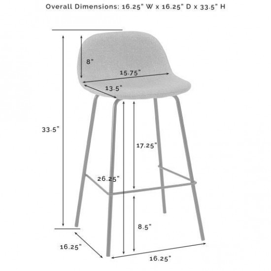 Riley 2Pc Counter Stool Set Oatmeal/ Matte Black - 2 Stools