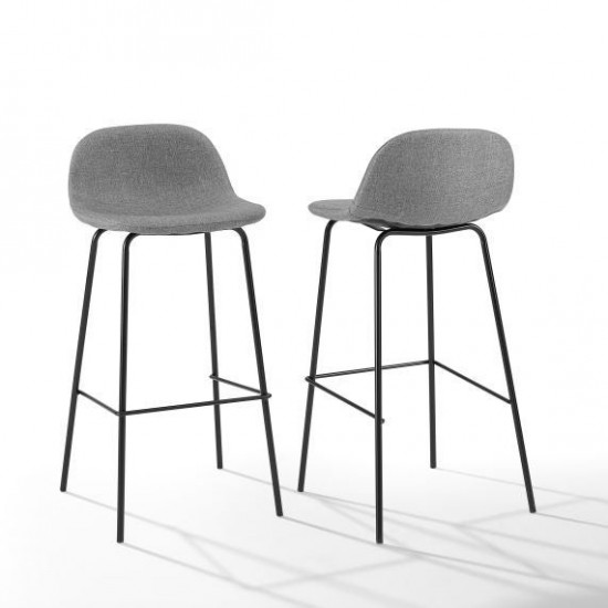 Riley 2Pc Bar Stool Set Gray/ Matte Black - 2 Stools